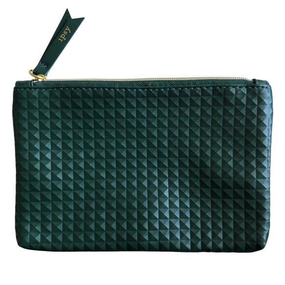Ipsy August 2019 Dark Green Textured Geometric Travel Make-up Cosmetic Bag - Picture 1 of 5